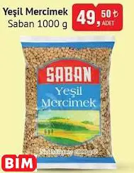 SABAN YEŞİL MERCİMEK 1000 G SABAN YEŞİL MERCİMEK 1000 G